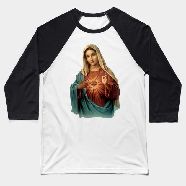 Sacred Heart of Mary Baseball T-Shirt by Marccelus